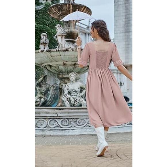 Elegant Pink Midi Dress - Picture 2 of 12